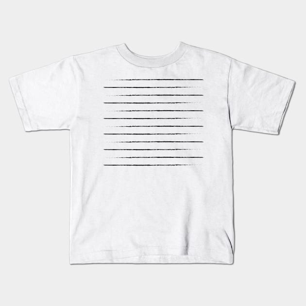 Minimal Simple White Background Black Lines Stripes Kids T-Shirt by fivemmPaper